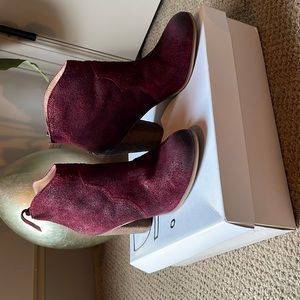 Burgundy Ankle Suede Booties 7